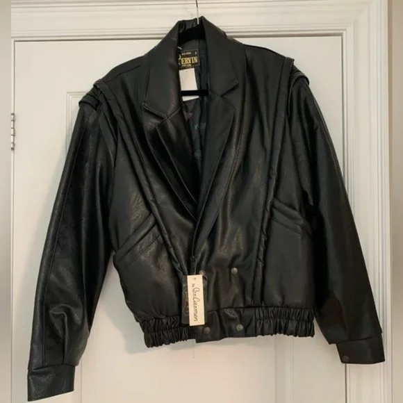 Vintage Leather Jacket/ Faux leather/ 1980/90s/NWT - Picture 1 of 9